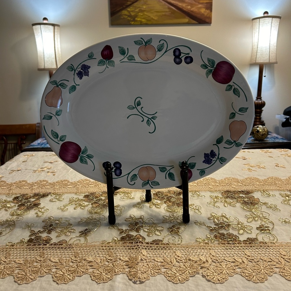 Princess House Red and Green Ceramic Dinnerware Platter